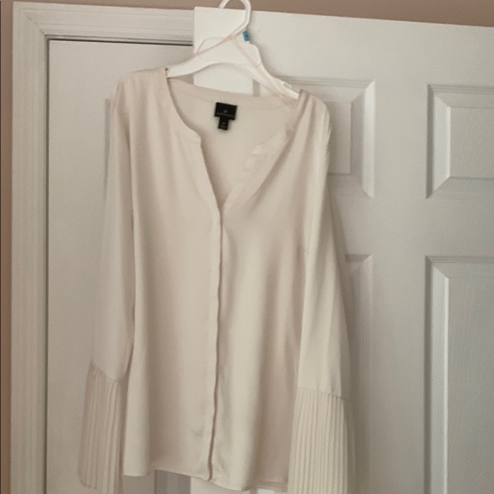 Worthington Cream Blouse with Pleated Sleeves